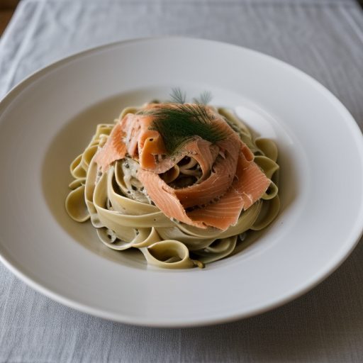 Fettuccine With Smoked Salmon, Vodka and Dill recipe image