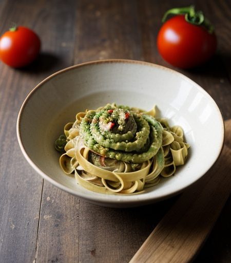 Fettuccine With Tomato-Avocado Sauce recipe image