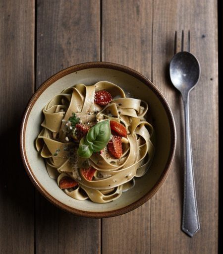 Fettuccine With Tomato & Basil Sauce recipe image