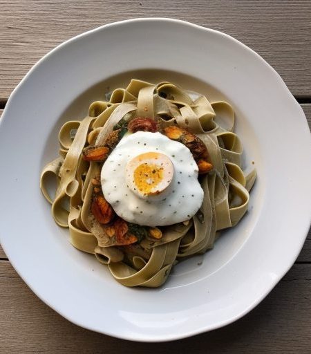 Fettuccine With Tomato~ Basil & Yogurt Sauc recipe image