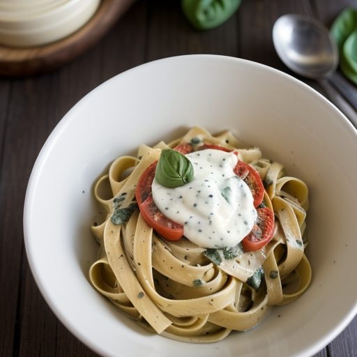 Fettuccine With Tomato Basil & Yogurt Sauce recipe image