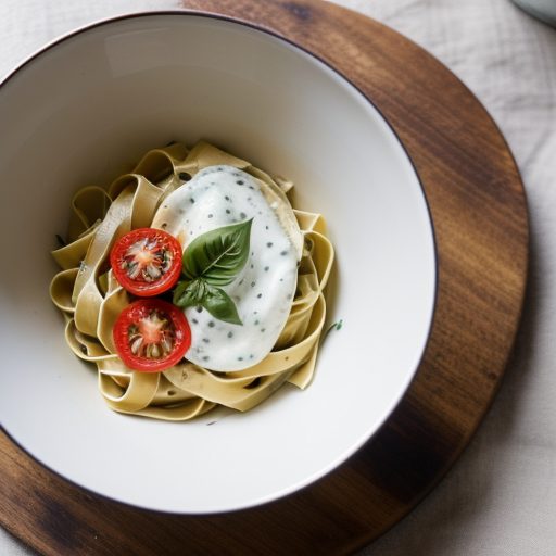 Fettuccine With Tomato, Basil and Yogurt Sauce recipe image