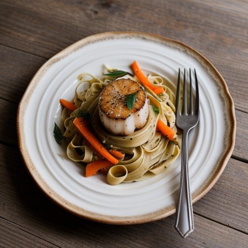 Fettuccine With Vegetables & Scallops recipe image