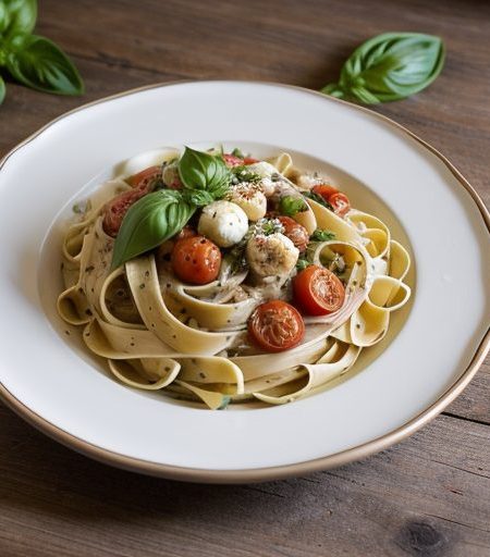 Fettuccini With Fresh Basil & Tomatoes recipe image