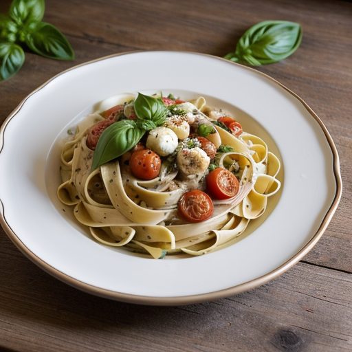 Fettuccini With Fresh Basil & Tomatoes recipe image
