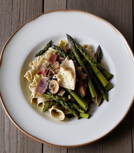 Fettucine Asparagus With Shiitake & Smoked recipe image