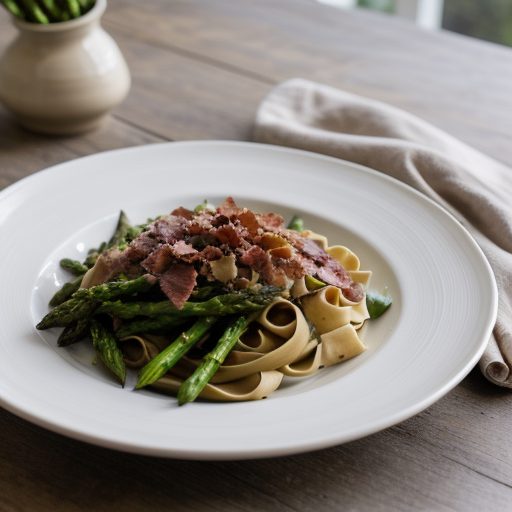 Fettucine Asparagus With Shiitake & Smoked Ba recipe image
