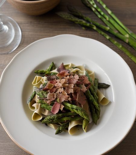 Fettucine Asparagus With Shiitake & Smoked Bacon recipe image