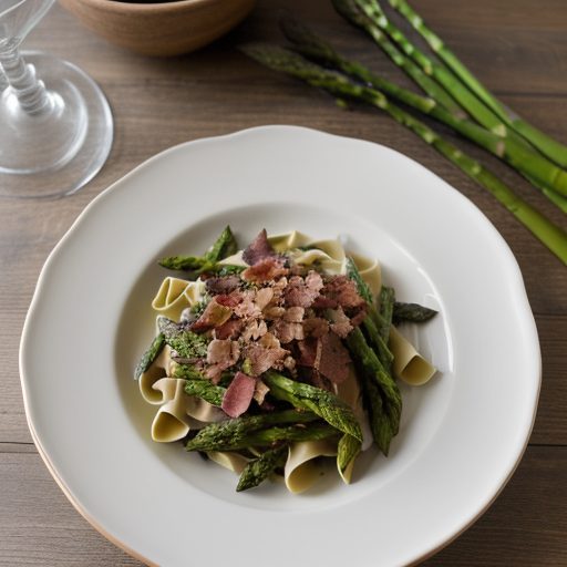 Fettucine Asparagus With Shiitake & Smoked Bacon recipe image