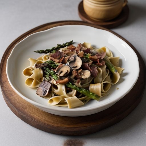Fettucine Asparagus With Shiitake and Smoked Bacon recipe image