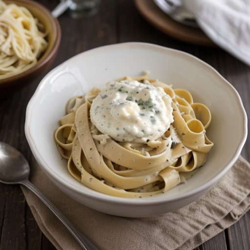 Fettucine With Low-Fat Alfredo Sauce recipe image