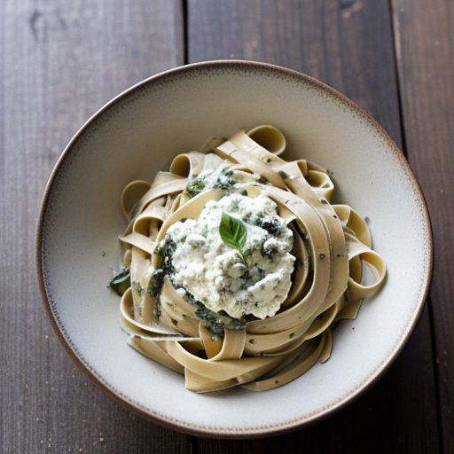 Fettucini With Creamy Basil-Pine Nut Sauce recipe image