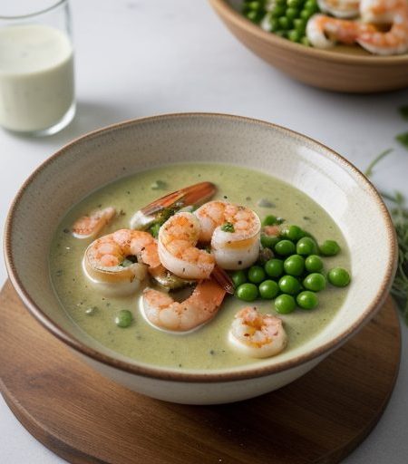 Fettucini With Shrimp & Herb Sauce recipe image