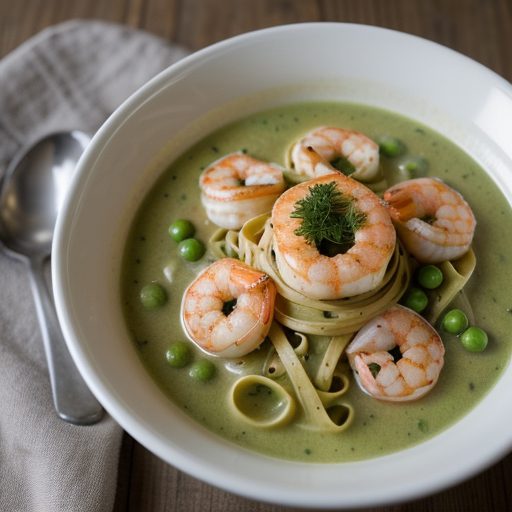 Fettucini With Shrimp and Herb Sauce recipe image