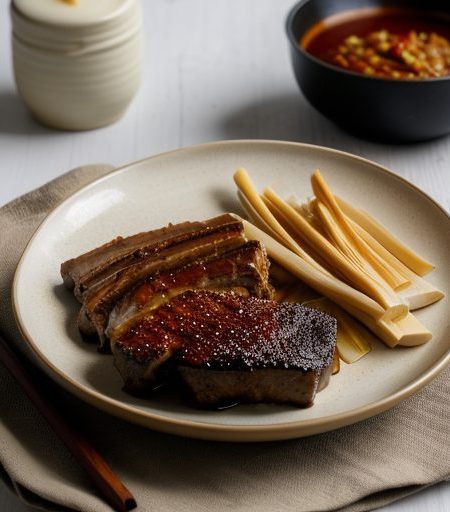 Fiery Pork and Winter Bamboo Shoots Over Snow recipe image