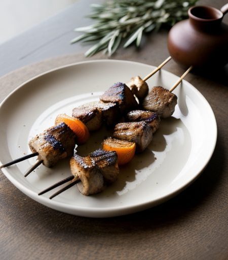 Fire Roasted Chicken Skewers With Tangerine-Cascabel Glaz recipe image