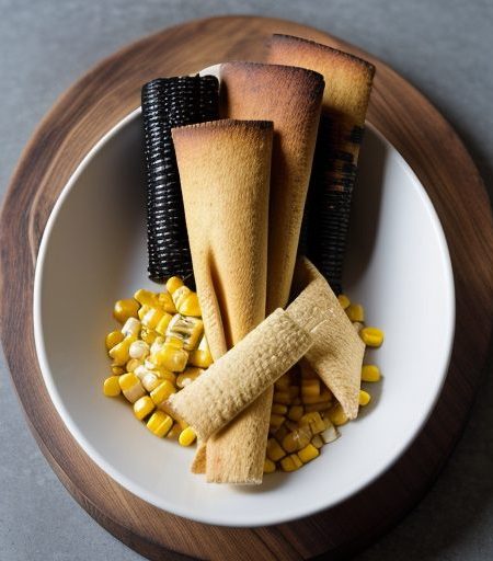 Fire-Roasted Corn Dip With Crispy Flour and Blue Corn Chi recipe image