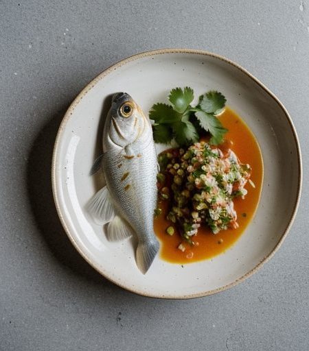 Fish With Garlic Salsa recipe image