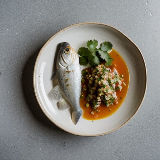 Fish With Garlic Salsa recipe image