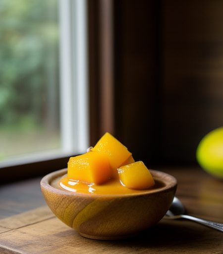 Flaming Mango Sauce Over Homemade Vanilla Ice recipe image