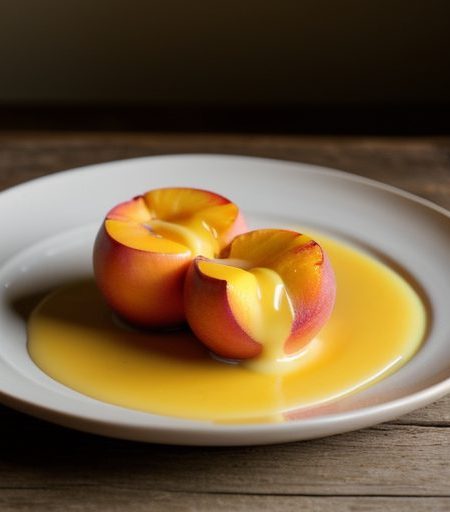 Flaming Peaches With Custard recipe image