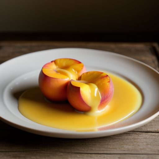 Flaming Peaches With Custard recipe image