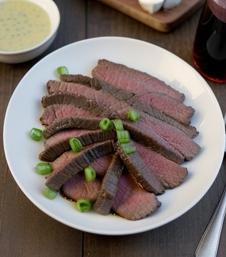 Flank Steak With Garlic Wine Sauce recipe image