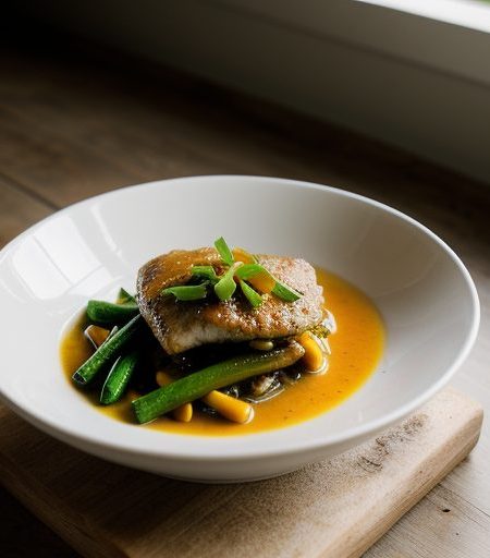 Flounder With Vegetables & Gingered Sauce recipe image