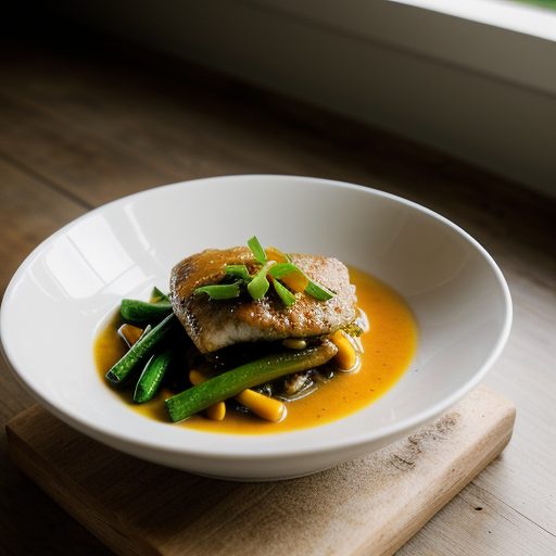 Flounder With Vegetables & Gingered Sauce recipe image