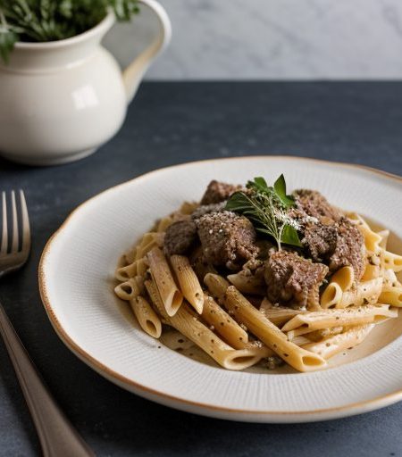 Four Cheese, Pasta and Beef recipe image