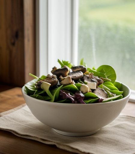 French Green Salad With Basil Shiitake recipe image