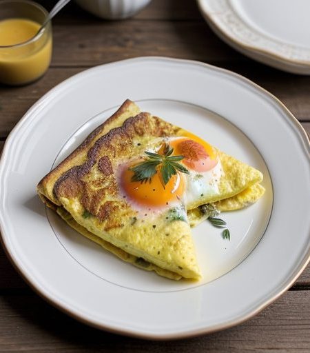 French Omelette With Melted Cheese & Crouto recipe image