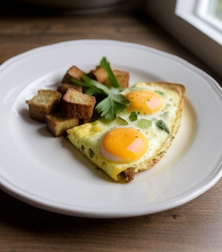 French Omelette With Melted Cheese & Croutons recipe image