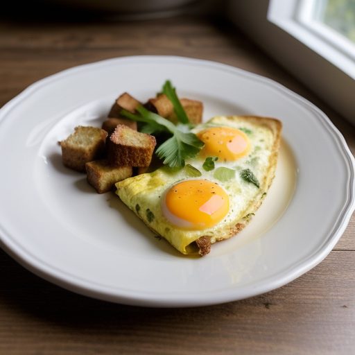 French Omelette With Melted Cheese & Croutons recipe image