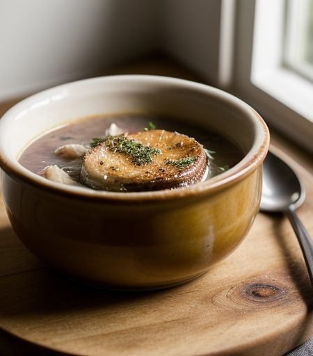 French Onion Soup With Browned Garlic recipe image