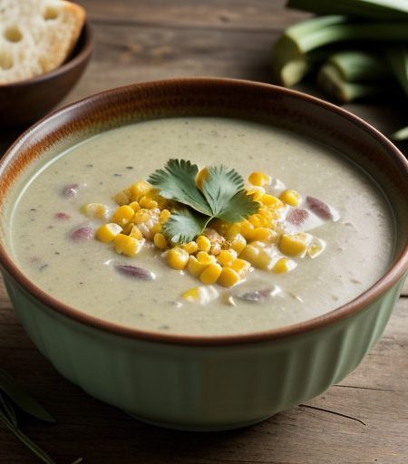Fresh Corn Chowder With Green Chile recipe image