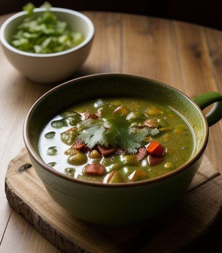 Fresh Green Chile Soup With Tumbleweed Greens recipe image