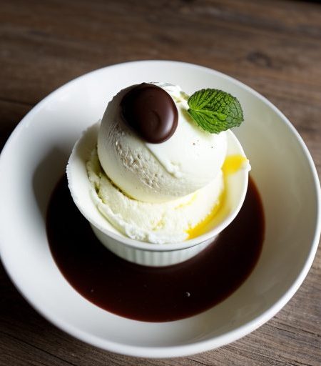 Fresh Mint Ice Cream With Chocolate Sauce recipe image