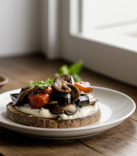 Fresh Mushrooms With Eggplant and Tomato recipe image