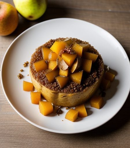 Fresh Pears With Spicy Yam Topping recipe image