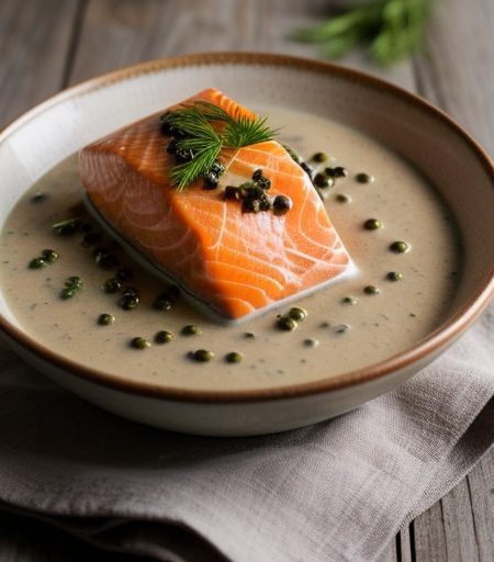 Fresh Salmon With Tricolored Peppercorn Sauce recipe image
