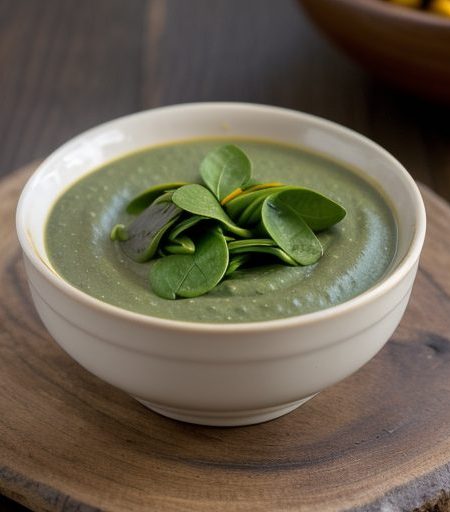 Fresh Spinach in Bean Cheese Sauce recipe image