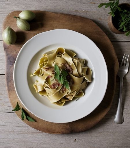 Fresh Tagliatelle With Garlic~ Rucola & Sun recipe image