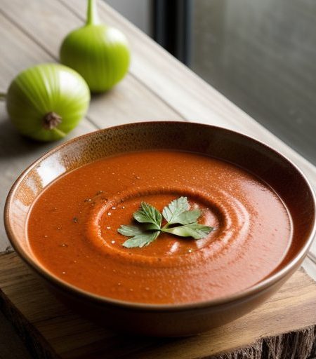 Fresh Tomato Soup W/Crunchy Vegetables recipe image