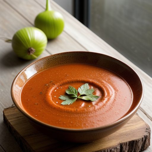 Fresh Tomato Soup W/Crunchy Vegetables recipe image