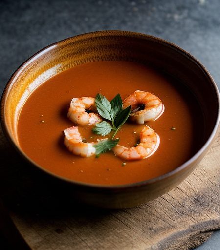 Fresh Tomato Soup With Shrimp Dumplings - Bon recipe image