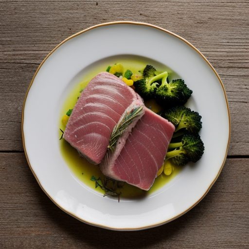 Fresh Tuna Steak With Broccoli & Yellow Squash-Country Li recipe image