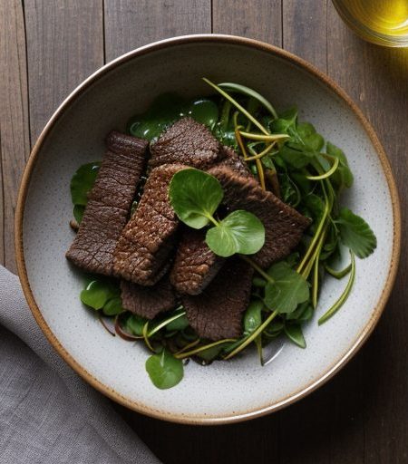 Fried Beef With Watercress Salad(Bo Luc Lac recipe image