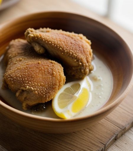 Fried Chicken Slices With Lemon Sauce recipe image