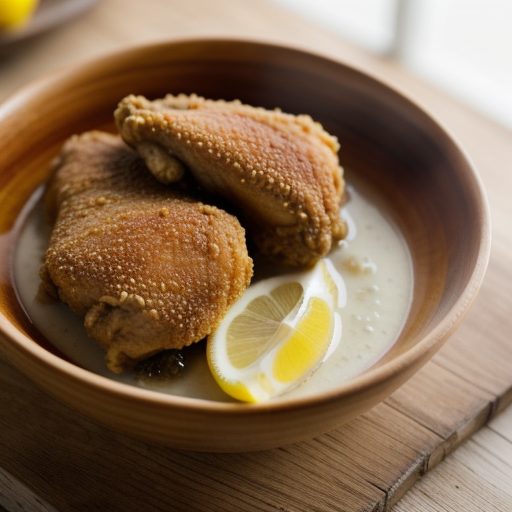 Fried Chicken Slices With Lemon Sauce recipe image